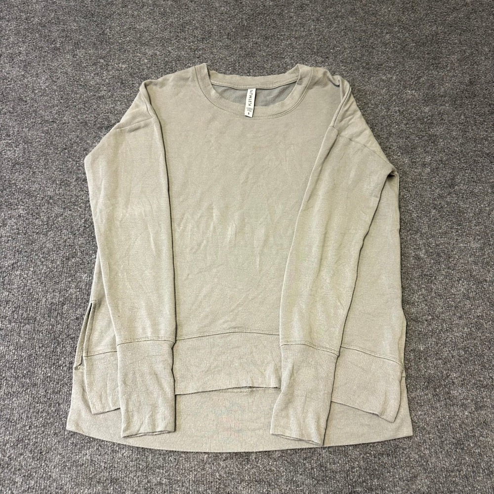 Athleta Sweatshirt Womens Size S Sage Green Long Sleeve Thumbhole High-Low Hem